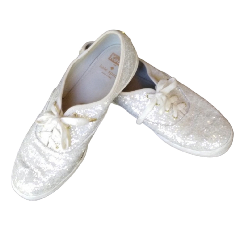 Keds Women’s Sparkle Lace-Up Sneakers in White